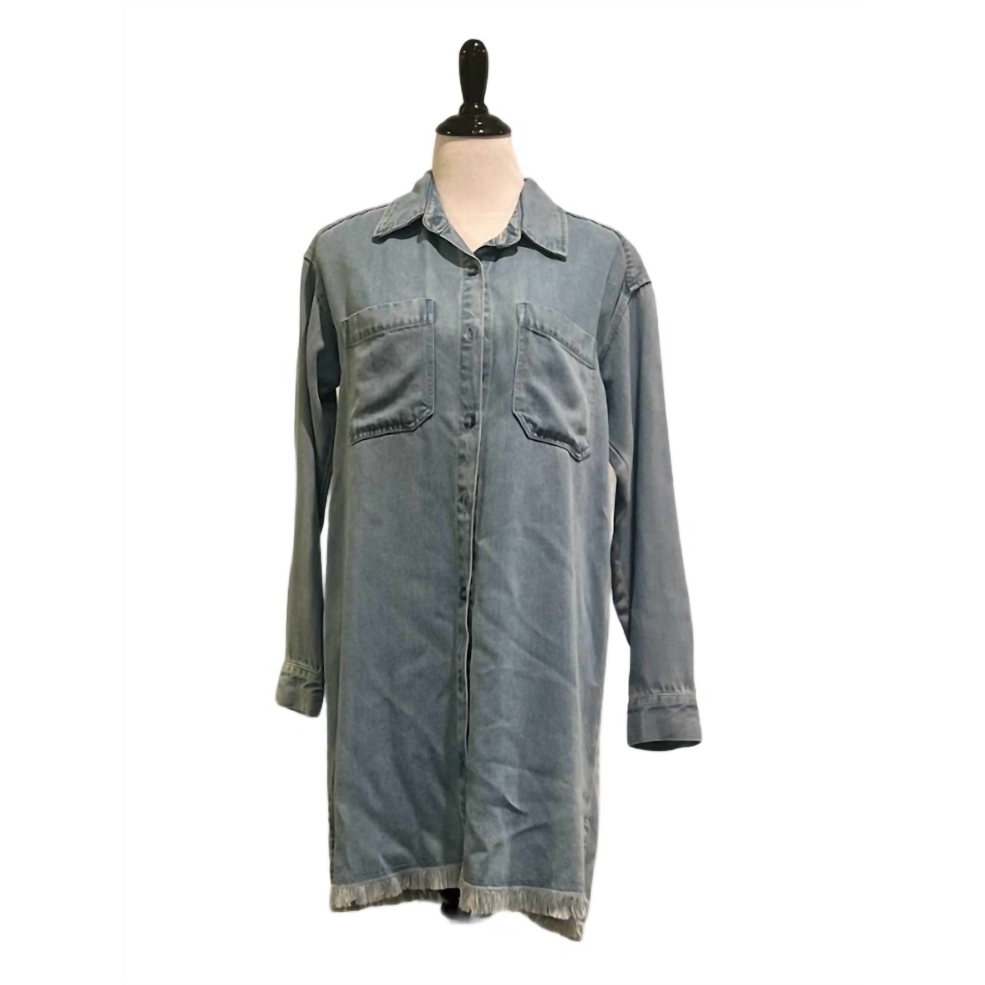 New Maven West Button-Down Denim Dress In Chambray